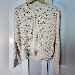 Altar'd State Cream Pointelle Chenille Knit Sweater - Size Large